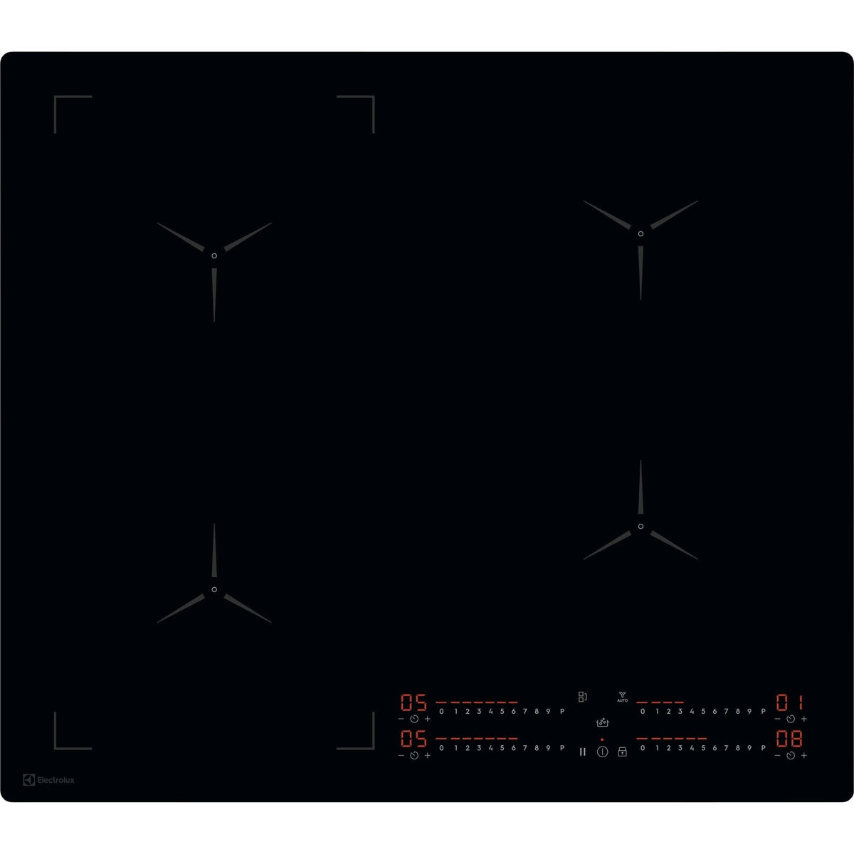 Electrolux GK58TSIBO, Piano di cottura a induzione, SenseBoil™, Nero, Variante di incasso: Senza telaio, Numero zone di