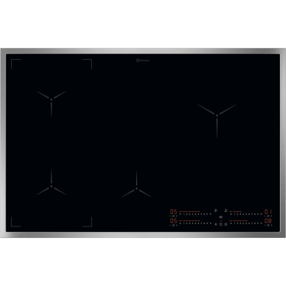 Electrolux GK78TSIBCN, Piano di cottura a induzione, Cromo, Variante di incasso: Telaio, Numero zone di cottura: 4, Tens