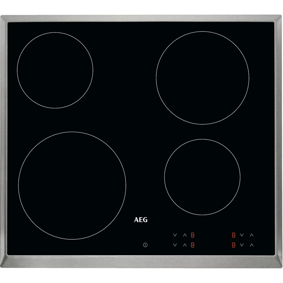 AEG KFA58SM, Piani di cottura in vetroceramica, Cromo, Variante di incasso: Telaio, Numero zone di cottura: 4, Tensione