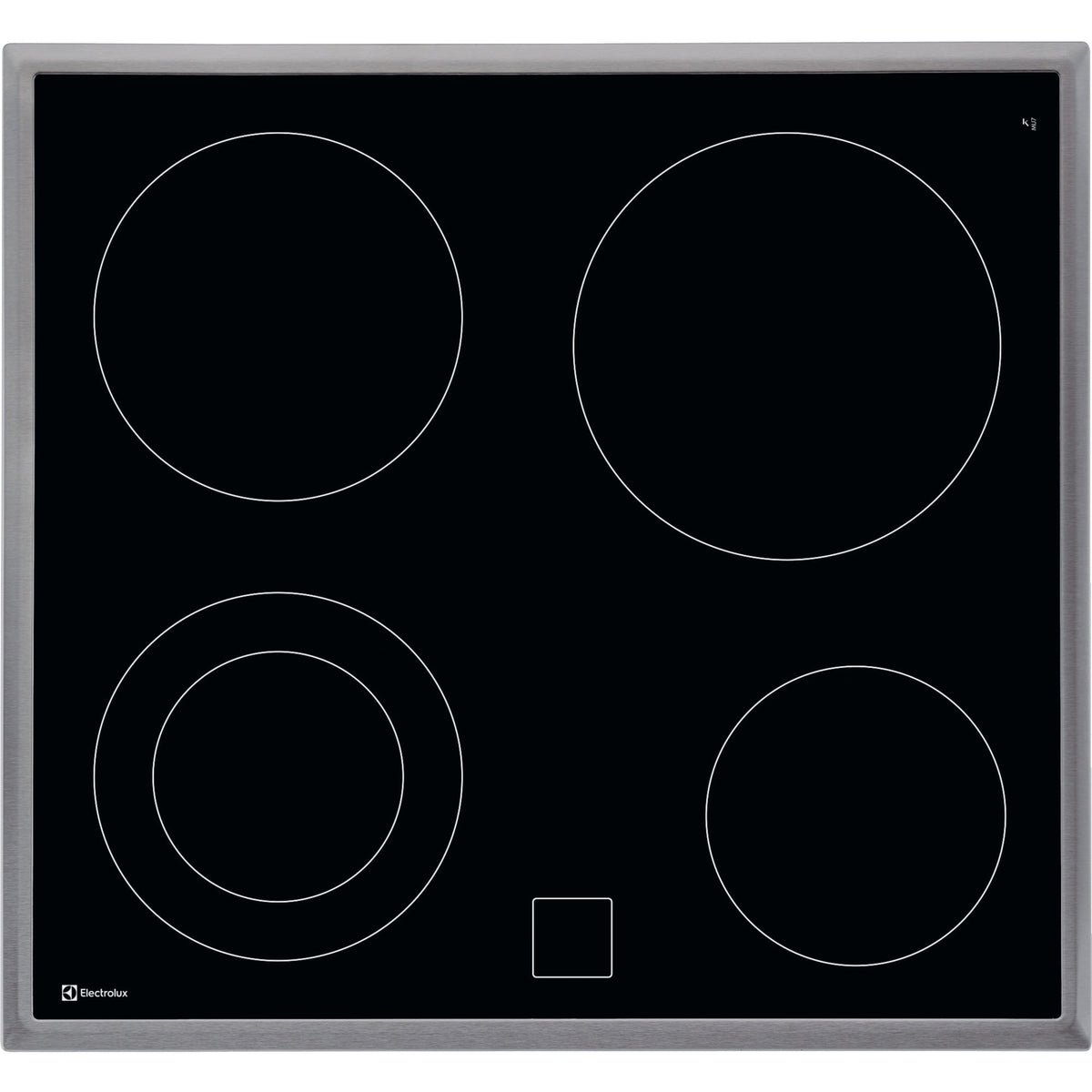 Electrolux GK58PCN, Piani di cottura in vetroceramica, Cromo, Variante di incasso: Telaio, Numero zone di cottura: 4, Te