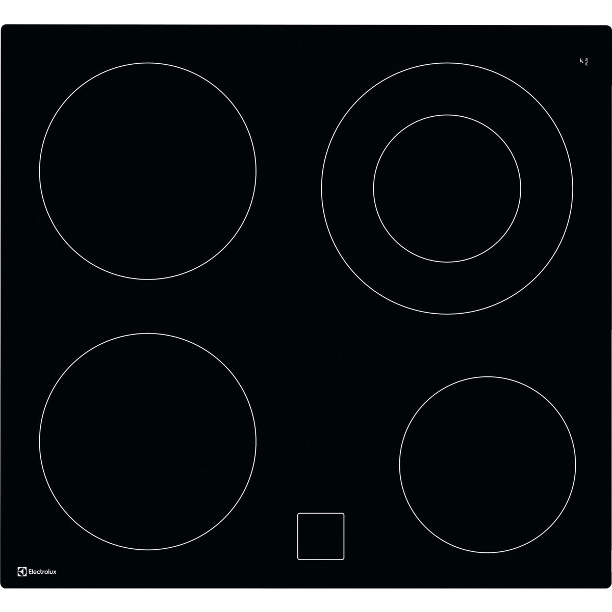 Electrolux GK56PO, Piani di cottura in vetroceramica, Nero, Variante di incasso: Senza telaio, Numero zone di cottura: 4