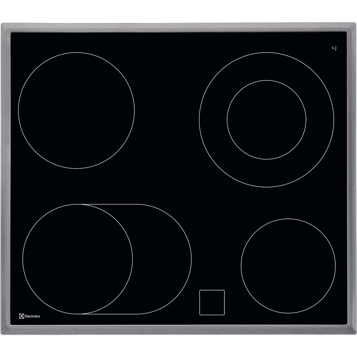 Electrolux GK58CCN, Piani di cottura in vetroceramica, Cromo, Variante di incasso: Telaio, Numero zone di cottura: 4, Te