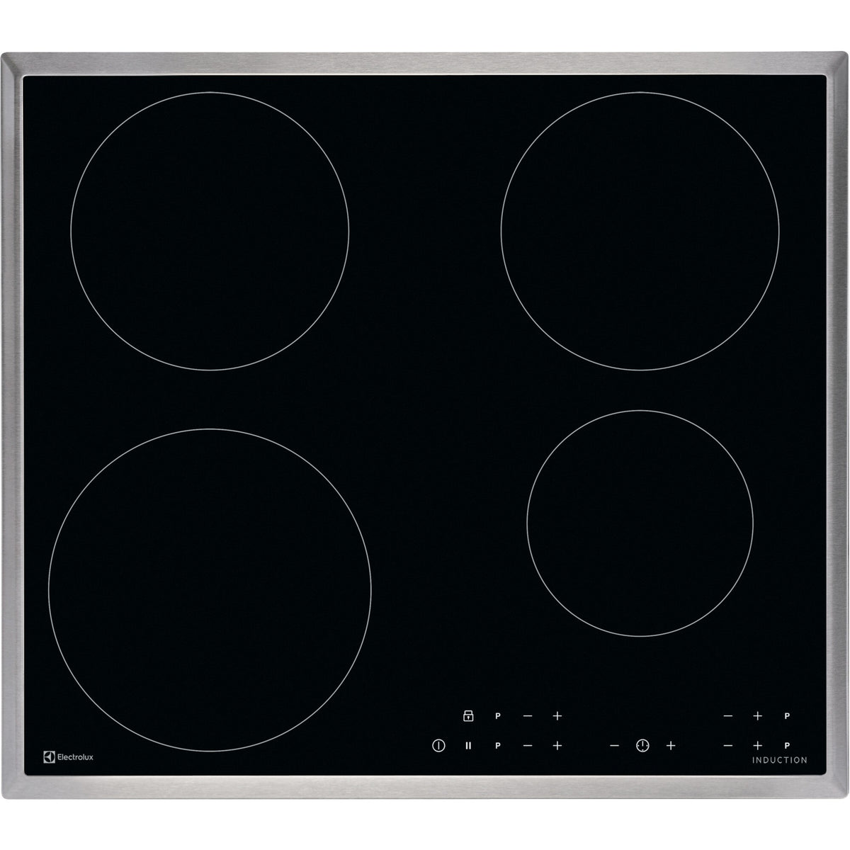 Electrolux GK58TCICN, Piano di cottura a induzione, Cromo, Variante di incasso: Telaio, Numero zone di cottura: 4, Tensi