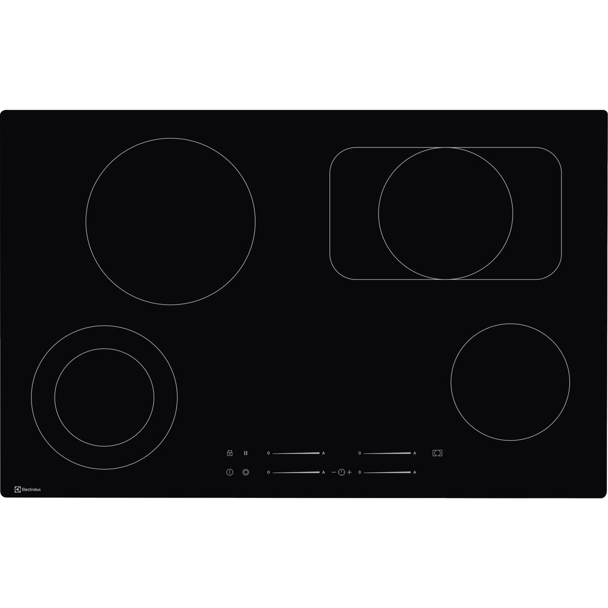 Electrolux GK78TSO, Piani di cottura in vetroceramica, Nero, Variante di incasso: Senza telaio, Numero zone di cottura:
