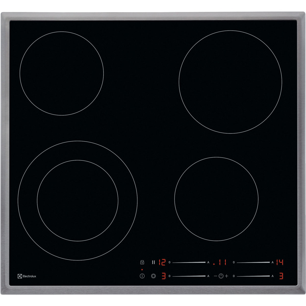 Electrolux GK56TSCN, Piani di cottura in vetroceramica, Nero, Variante di incasso: telaio, Numero zone di cottura: 4, Te