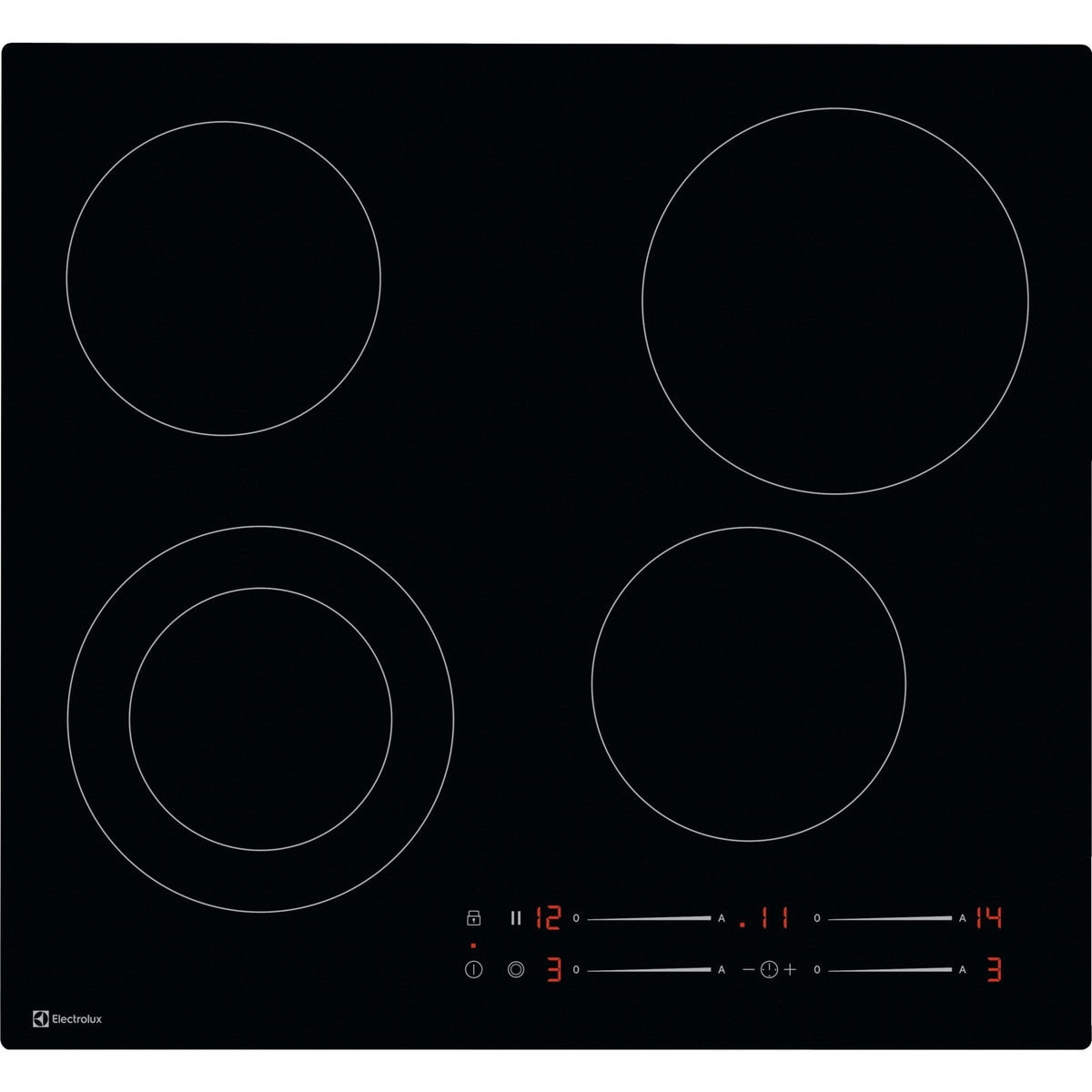 Electrolux GK56TSO, Piani di cottura in vetroceramica, Nero, Variante di incasso: Senza telaio, Numero zone di cottura: