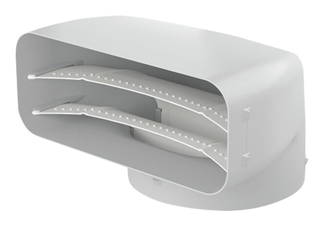 V-ZUG Prime pezzo di deviazione a 90°, verticale da piatto a tondo, bocchettone ø 150 mm, lunghezza 200 mm