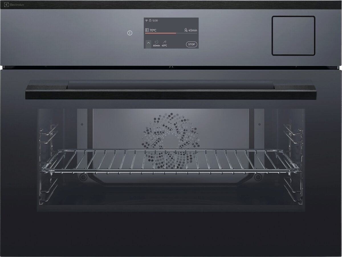 Electrolux EB4GL70KSP, Forno da incasso CombiSteam Compact 45, Nero effetto specchio = vetro, Classe energetica: A+, Mod