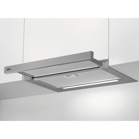 AEG ADF6052AM, Cappa aspirante piatta, Cromo, Classe energetica: C, Numero di passi: 3, Livello massimo scarico (m3/h): 