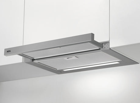 AEG ADF6062BM, Cappa aspirante piatta, Cromo, Classe energetica: A, Numero di passi: 3, Livello massimo scarico (m3/h): 