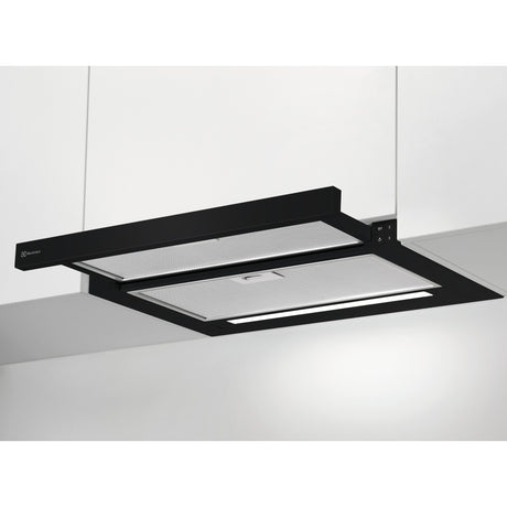 Electrolux DAL6036SW, Cappa piatta con visiera estraibile in metallo, Nero, Classe energetica: A, Numero di passi: 3, Li