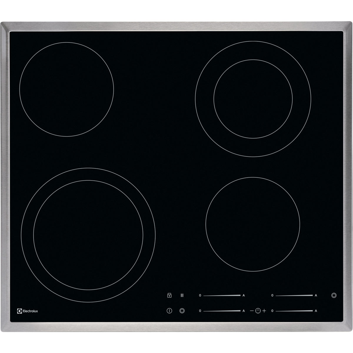 Electrolux GK58TSCN, Piani di cottura in vetroceramica, Cromo, Variante di incasso: Telaio, Numero zone di cottura: 4, T