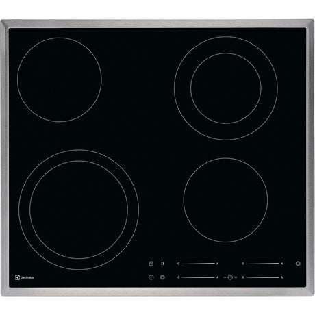 Electrolux GK58TSCN, Piani di cottura in vetroceramica, Cromo, Variante di incasso: Telaio, Numero zone di cottura: 4, T