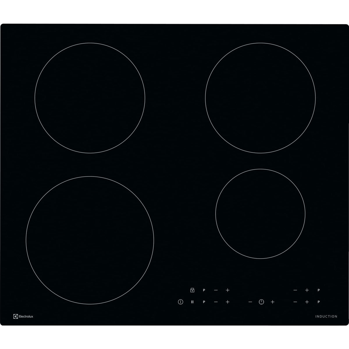 Electrolux GK58TCIO, Piano di cottura a induzione, Nero, Variante di incasso: Senza telaio, Numero zone di cottura: 4, T
