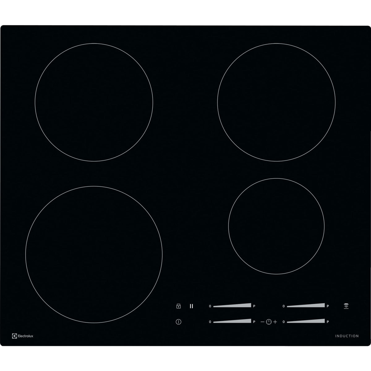 Electrolux GK58TSIO, Piano di cottura a induzione, Nero, Variante di incasso: Senza telaio, Numero zone di cottura: 4, T