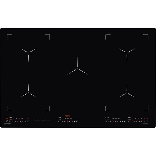 Electrolux GK80TSILO, Piano di cottura a induzione, Nero, Variante di incasso: Senza telaio, Numero zone di cottura: 5, 