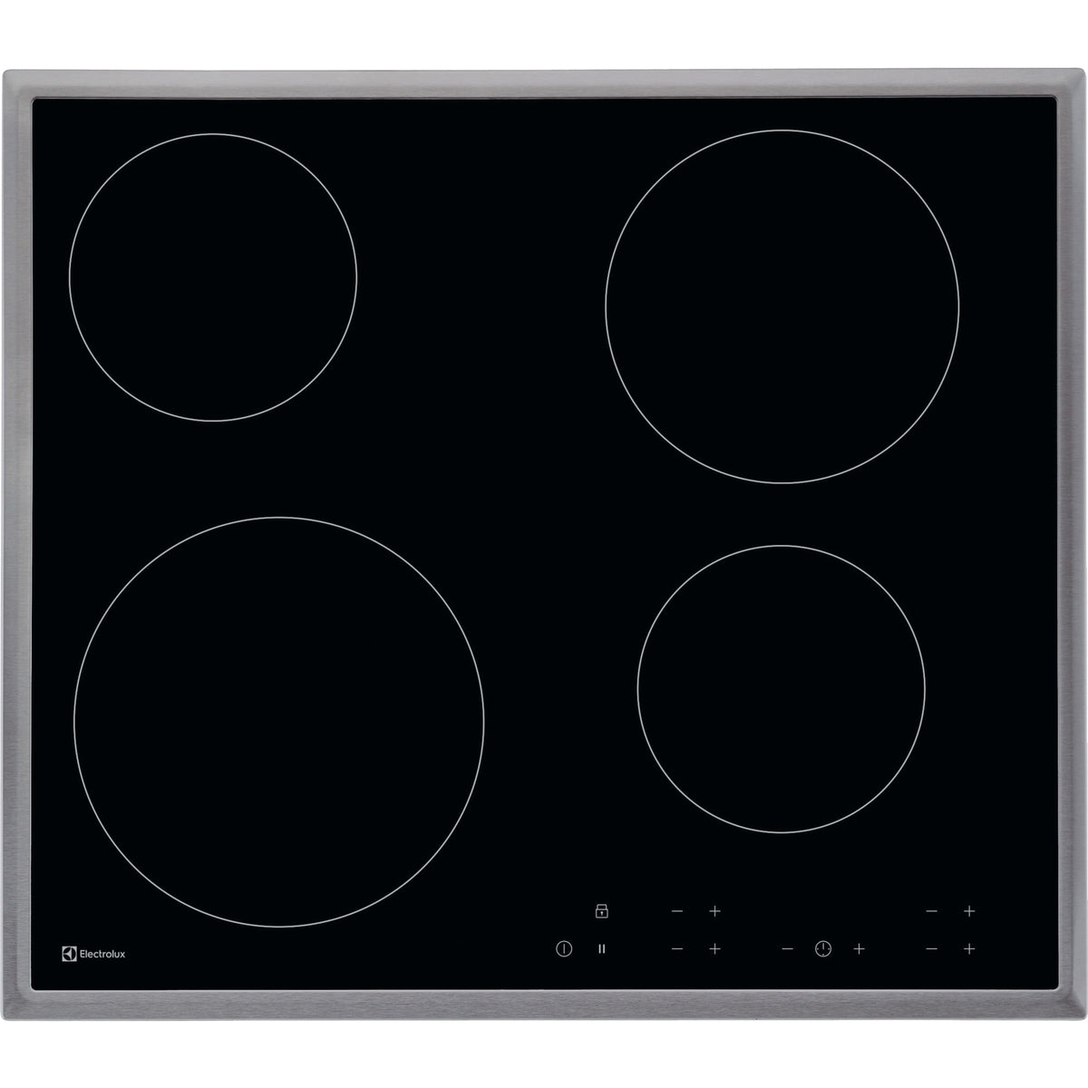 Electrolux GK58TCCN, Piani di cottura in vetroceramica, Cromo, Variante di incasso: Telaio, Numero zone di cottura: 4, T