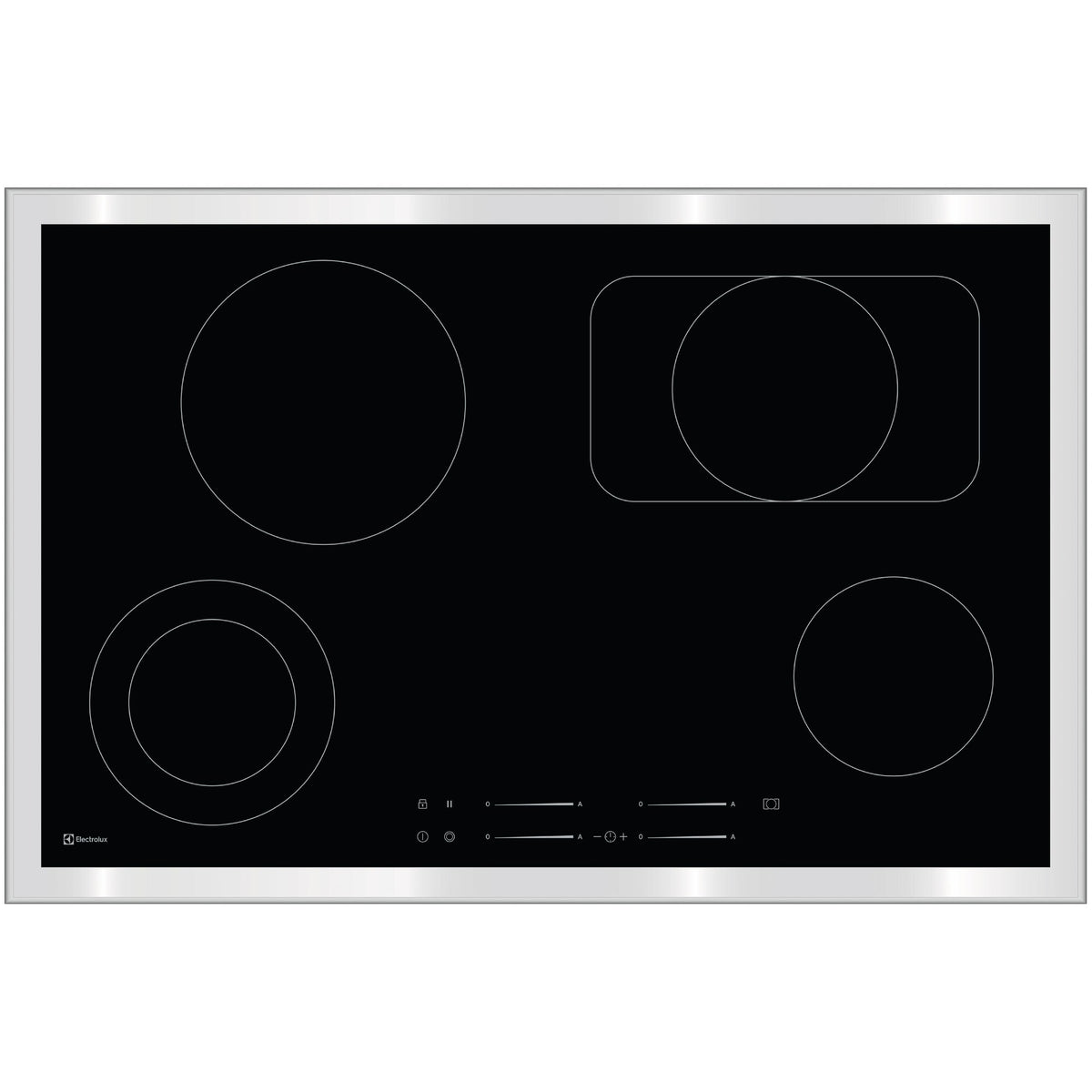 Electrolux GK80TSPLCN, Piani di cottura in vetroceramica, Cromo, Variante di incasso: Telaio largo, Numero zone di cottu