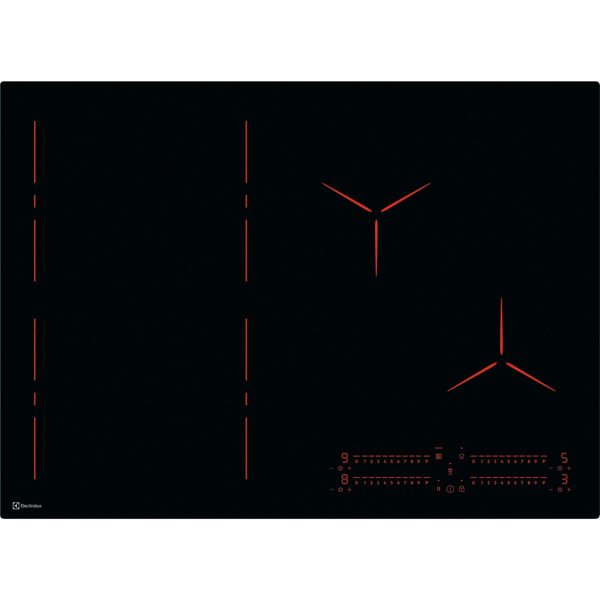 Electrolux GK69TSIPO, Piano di cottura a induzione, Nero, Variante di incasso: Senza telaio, Numero zone di cottura: 4, 