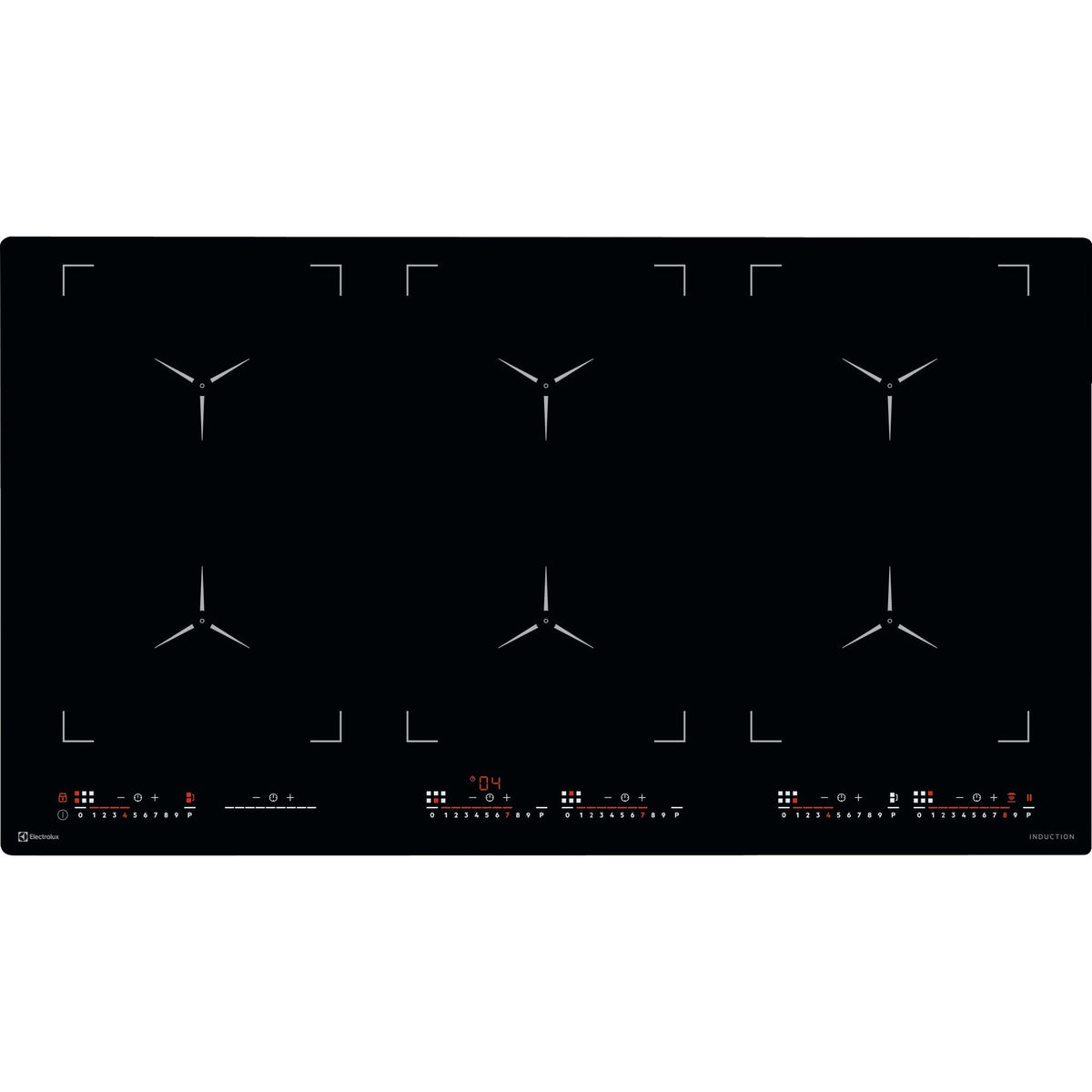 Electrolux GK906TSILO, Piano di cottura a induzione, Nero, Variante di incasso: Senza telaio, Numero zone di cottura: 6,