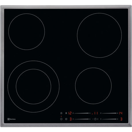Electrolux GK56TSCN, Piani di cottura in vetroceramica, Nero, Variante di incasso: telaio, Numero zone di cottura: 4, Te