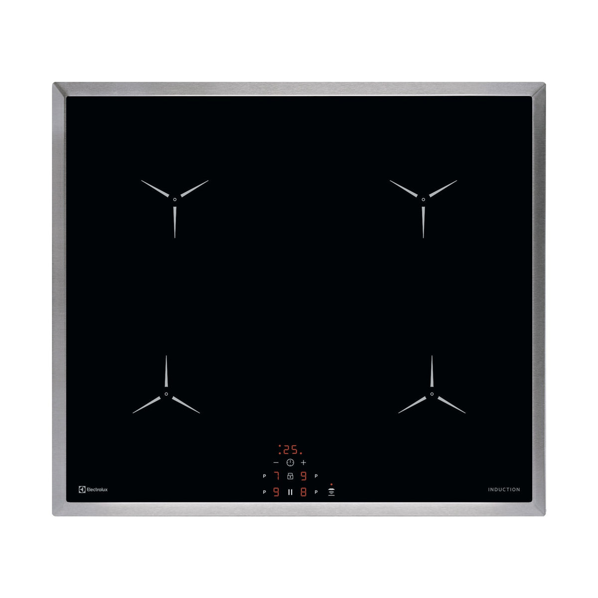 Electrolux GK58ICN, Piano di cottura a induzione, Cromo, Variante di incasso: Telaio, Numero zone di cottura: 4, Tension