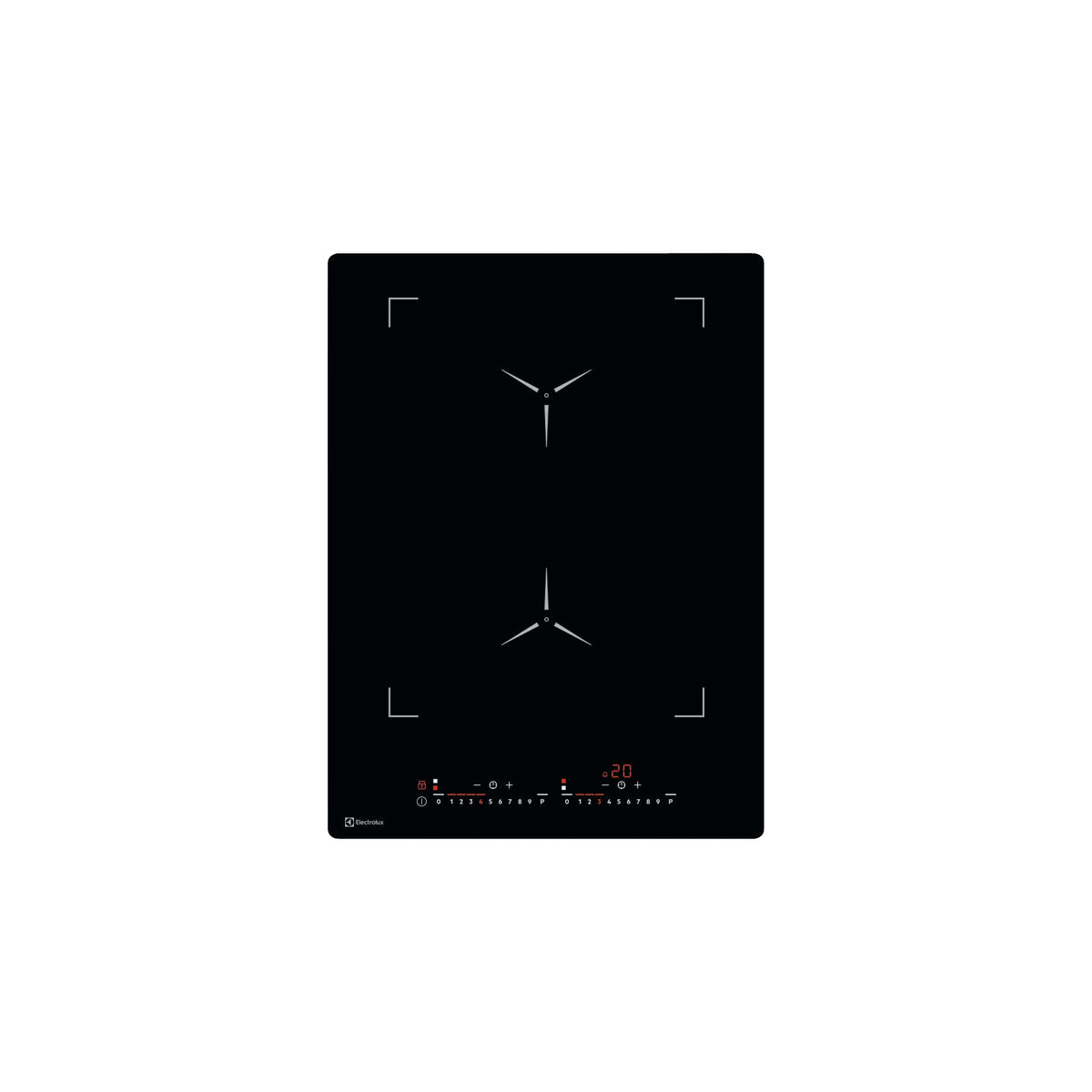 Electrolux GK38TSILO, Piano di cottura a induzione, Nero, Variante di incasso: Senza telaio, Numero zone di cottura: 2, 