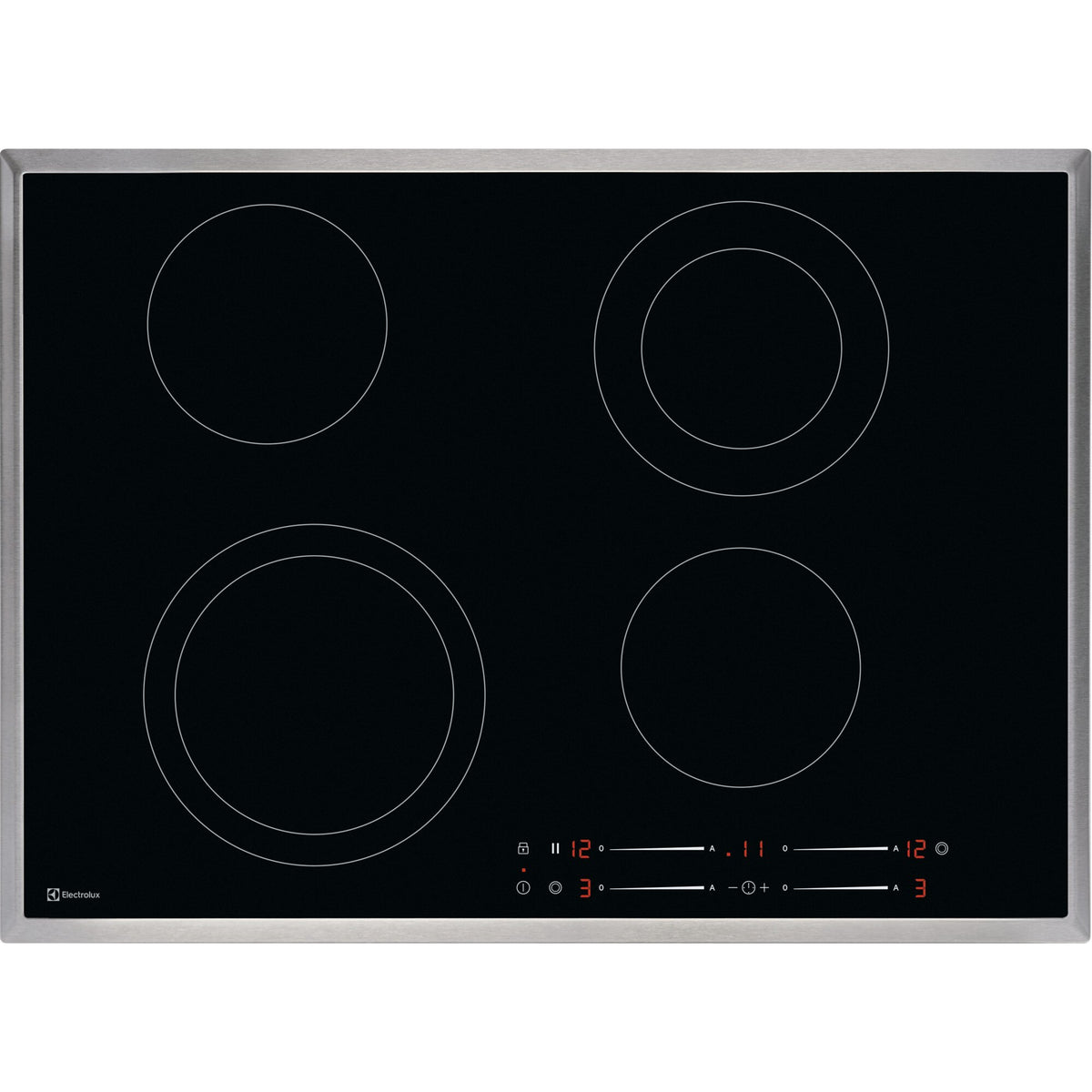 Electrolux GK69TSCN, Piani di cottura in vetroceramica, Cromo, Variante di incasso: Telaio, Numero zone di cottura: 4, T