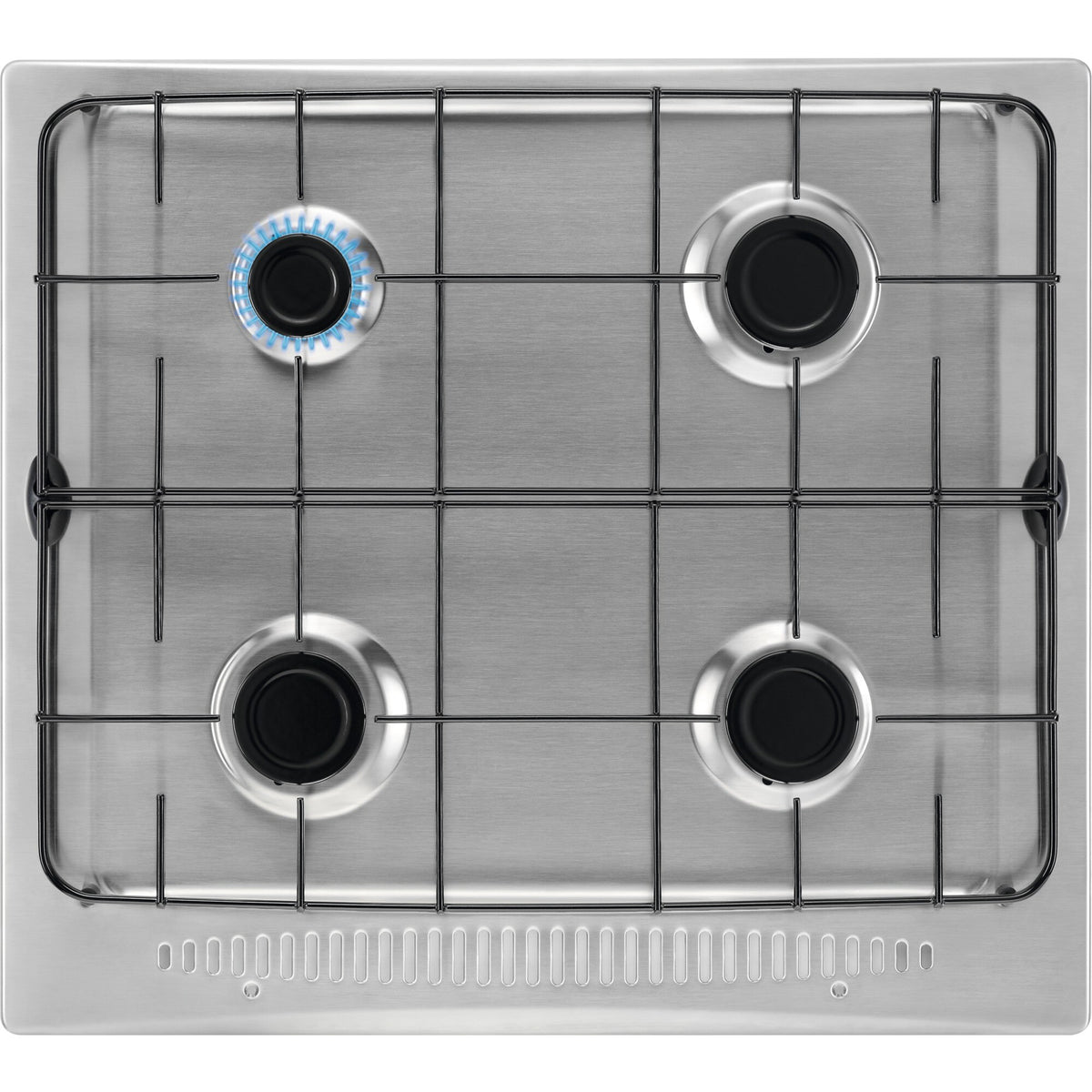 Electrolux GKM44CN, Piani di cottura a gas da incasso, Cromo, Numero zone di cottura: 4, Raggio (cm): 0.5, Larghezza (cm