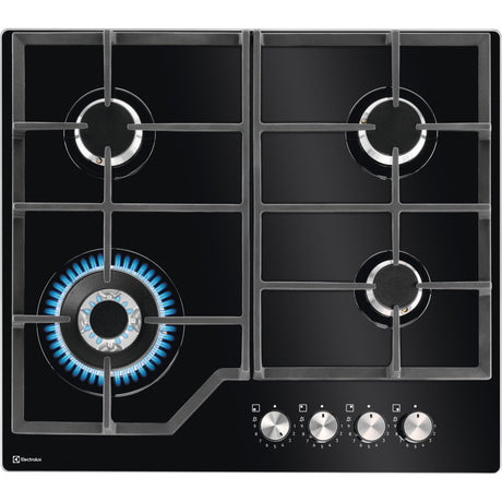 Electrolux GK58DKG4O, Piani cottura a gas, Nero, Numero zone di cottura: 4, Tensione + Frequenza (Hz): 220-240/50/60, La