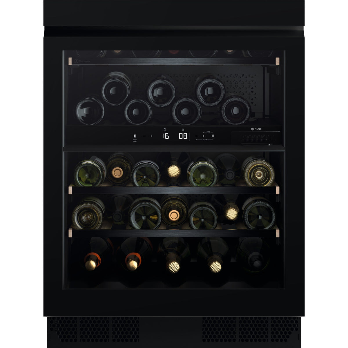 Electrolux WKU60DSP, Frigorifero da vino, incasso, in basso, Nero effetto specchio = vetro, Classe energetica: G, Capaci